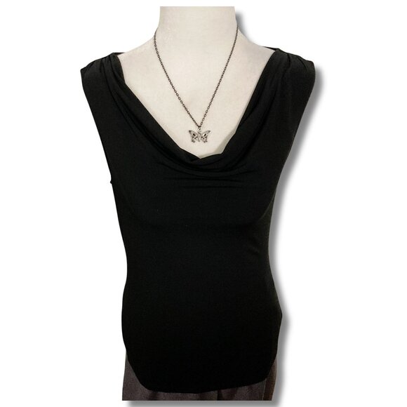 JESSICA Black sleeveless cowlneck shirt ~ Vintage XS SMALL MEDIUM goth tank top - Picture 1 of 14